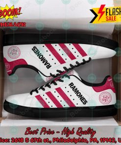 the ramones punk rock band pink stripes custom adidas stan smith shoes 2 QWyLE