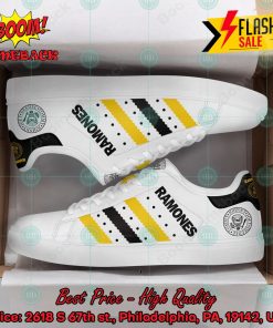 The Ramones Punk Rock Band Yellow And Black Stripes Custom Adidas Stan Smith Shoes