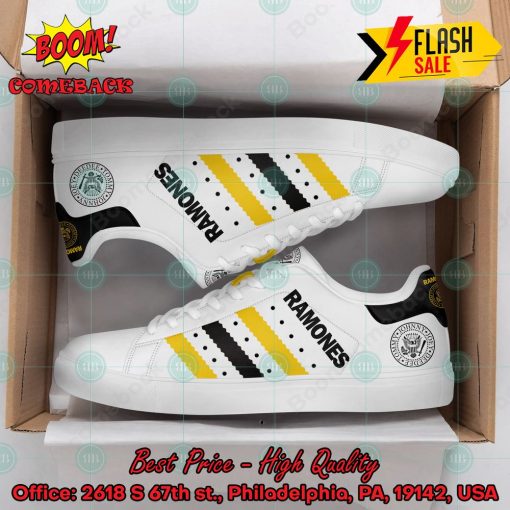 The Ramones Punk Rock Band Yellow And Black Stripes Custom Adidas Stan Smith Shoes