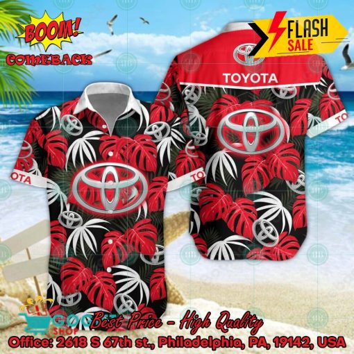 Toyota Big Logo Tropical Leaves Hawaiian Shirt And Shorts