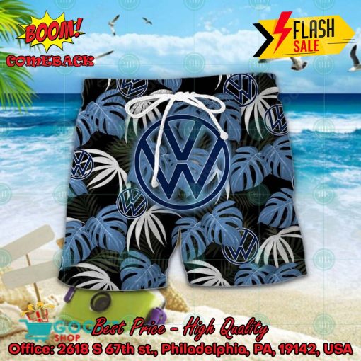 Volkswagen Big Logo Tropical Leaves Hawaiian Shirt And Shorts