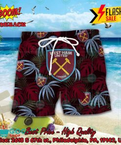 West Ham United FC Big Logo Tropical Leaves Hawaiian Shirt And Shors