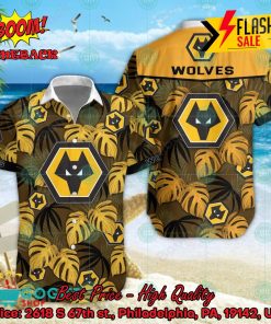 Wolverhampton Wanderers FC Big Logo Tropical Leaves Hawaiian Shirt And Shors