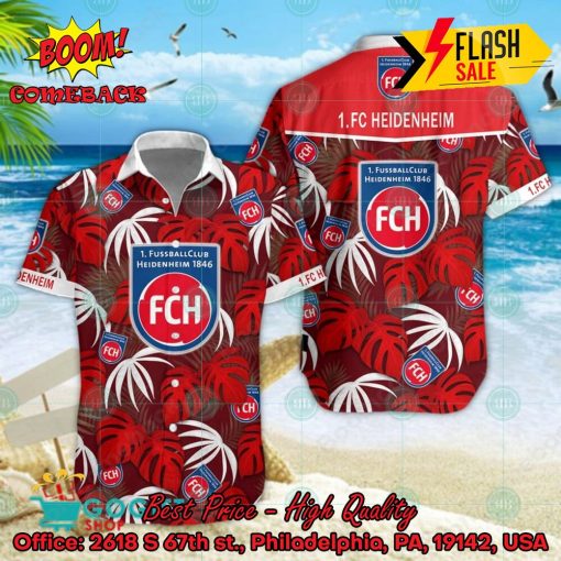 1. FC Heidenheim Big Logo Tropical Leaves Hawaiian Shirt And Shorts