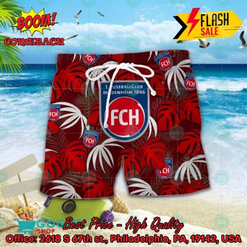 1. FC Heidenheim Big Logo Tropical Leaves Hawaiian Shirt And Shorts