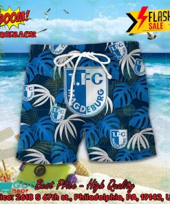 1. FC Magdeburg Big Logo Tropical Leaves Hawaiian Shirt And Shorts