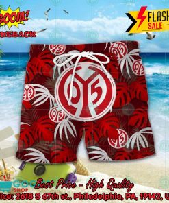 1. FSV Mainz 05 Big Logo Tropical Leaves Hawaiian Shirt And Shorts