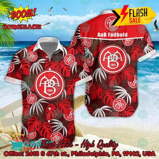 AaB Fodbold Big Logo Tropical Leaves Hawaiian Shirt And Shorts