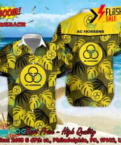 AC Horsens Big Logo Tropical Leaves Hawaiian Shirt And Shorts