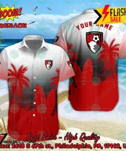AFC Bournemouth FC Palm Tree Surfboard Personalized Name Button Shirt