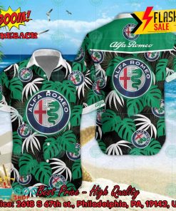 Alfa Romeo Big Logo Tropical Leaves Hawaiian Shirt And Shorts