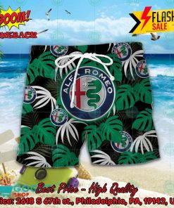 Alfa Romeo Big Logo Tropical Leaves Hawaiian Shirt And Shorts