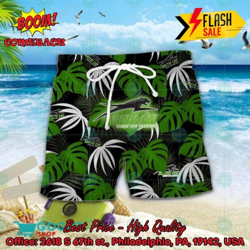 Arctic Cat Big Logo Tropical Leaves Hawaiian Shirt And Shorts