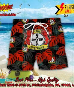 bayer 04 leverkusen big logo tropical leaves hawaiian shirt and shorts 2 QsoL3