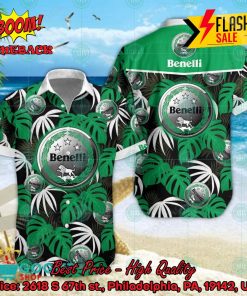 Benelli Big Logo Tropical Leaves Hawaiian Shirt And Shorts