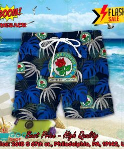 blackburn rovers fc big logo tropical leaves hawaiian shirt and shorts 2 XNBvg