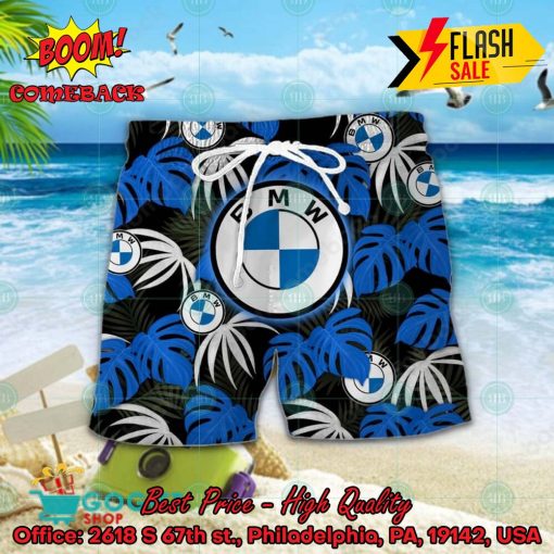 BMW Motorrad Big Logo Tropical Leaves Hawaiian Shirt And Shorts