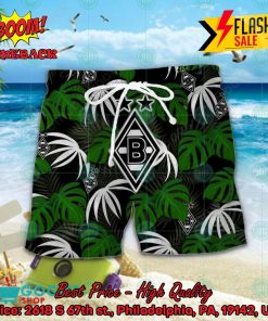 Borussia Monchengladbach Big Logo Tropical Leaves Hawaiian Shirt And Shorts