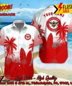 Brentford FC Palm Tree Surfboard Personalized Name Button Shirt