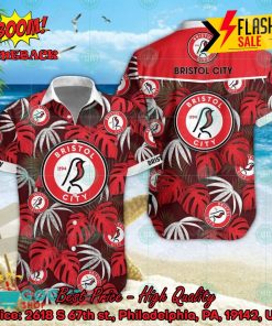 Bristol City FC Big Logo Tropical Leaves Hawaiian Shirt And Shorts
