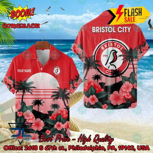 Bristol City FC Palm Tree Sunset Floral Hawaiian Shirt And Shorts