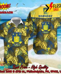 Brondby IF Big Logo Tropical Leaves Hawaiian Shirt And Shorts