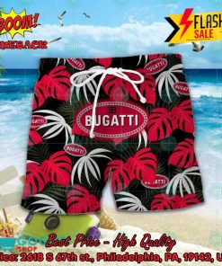 bugati big logo tropical leaves hawaiian shirt and shorts 2 r5Tl8