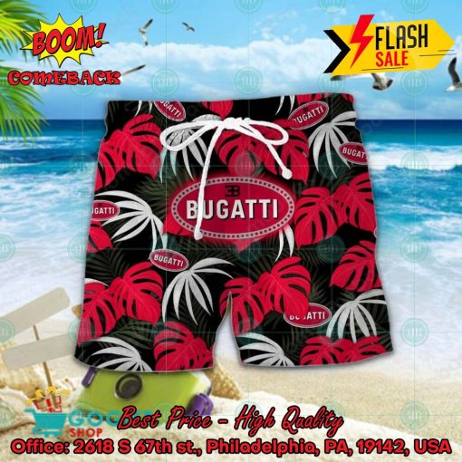 Bugati Big Logo Tropical Leaves Hawaiian Shirt And Shorts