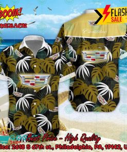 Cadillac Big Logo Tropical Leaves Hawaiian Shirt And Shorts