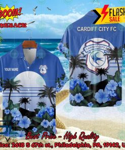 Cardiff City FC Palm Tree Sunset Floral Hawaiian Shirt And Shorts