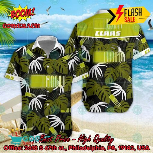 Claas Big Logo Tropical Leaves Hawaiian Shirt And Shorts