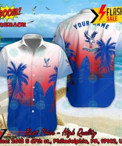 Crystal Palace FC Palm Tree Surfboard Personalized Name Button Shirt