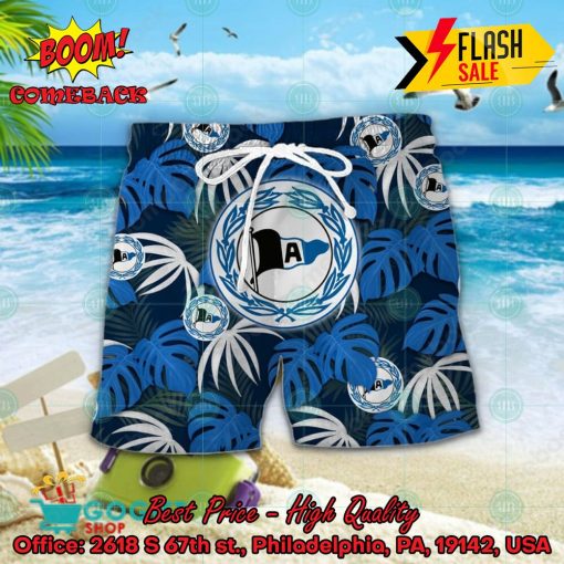 DSC Arminia Bielefeld Big Logo Tropical Leaves Hawaiian Shirt And Shorts