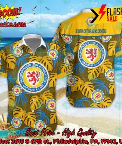 Eintracht Braunschweig Big Logo Tropical Leaves Hawaiian Shirt And Shorts