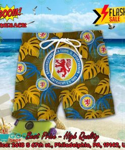 Eintracht Braunschweig Big Logo Tropical Leaves Hawaiian Shirt And Shorts