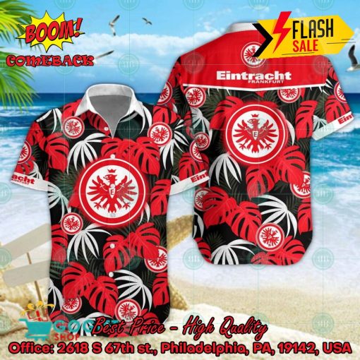 Eintracht Frankfurt Big Logo Tropical Leaves Hawaiian Shirt And Shorts