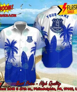 Everton FC Palm Tree Surfboard Personalized Name Button Shirt