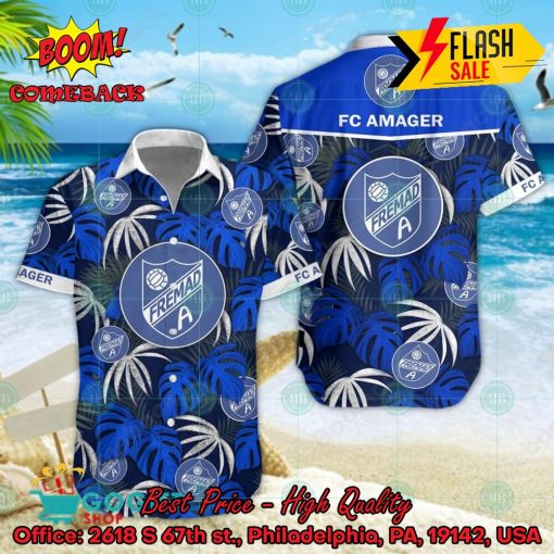 FC Amager Big Logo Tropical Leaves Hawaiian Shirt And Shorts