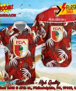 FC Augsburg Big Logo Tropical Leaves Hawaiian Shirt And Shorts