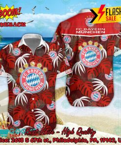 FC Bayern Munchen Big Logo Tropical Leaves Hawaiian Shirt And Shorts