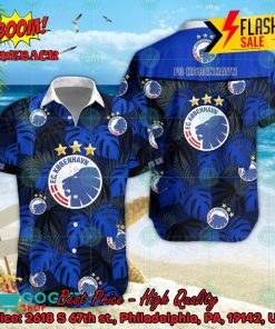 FC Copenhagen Big Logo Tropical Leaves Hawaiian Shirt And Shorts
