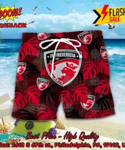 FC Fredericia Big Logo Tropical Leaves Hawaiian Shirt And Shorts