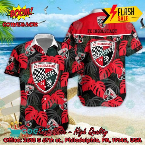 FC Ingolstadt 04 Big Logo Tropical Leaves Hawaiian Shirt And Shorts