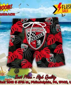 FC Ingolstadt 04 Big Logo Tropical Leaves Hawaiian Shirt And Shorts