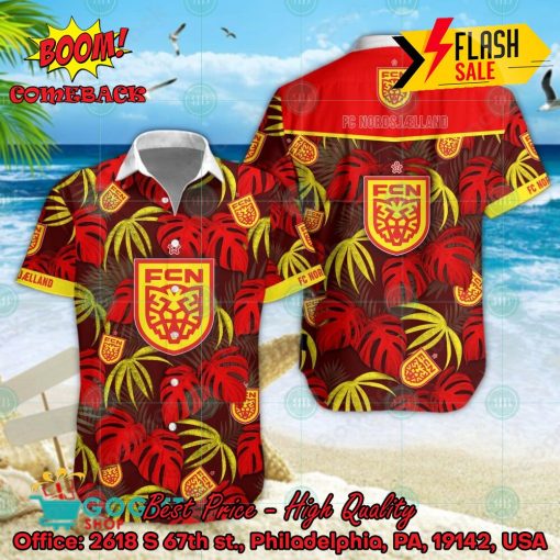 FC Nordsjaelland Big Logo Tropical Leaves Hawaiian Shirt And Shorts