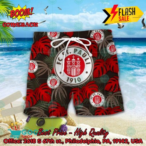 FC St. Pauli Big Logo Tropical Leaves Hawaiian Shirt And Shorts