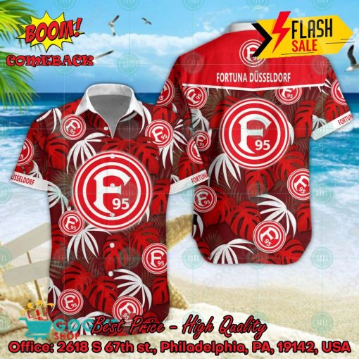 Fortuna Dusseldorf Big Logo Tropical Leaves Hawaiian Shirt And Shorts