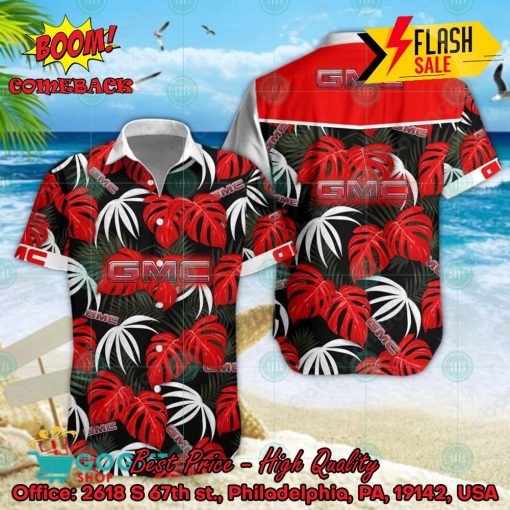 GMC Big Logo Tropical Leaves Hawaiian Shirt And Shorts