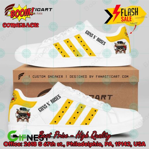 Guns N’ Roses Hard Rock Band Yellow Stripes Style 2 Custom Adidas Stan Smith Shoes