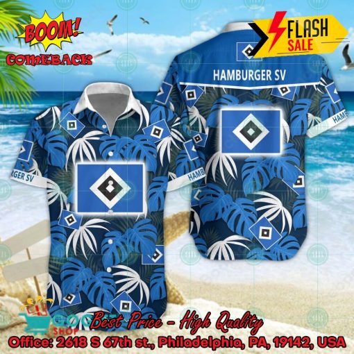 Hamburger SV Big Logo Tropical Leaves Hawaiian Shirt And Shorts